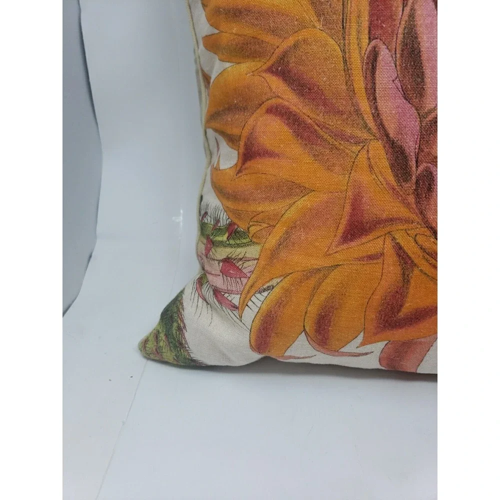 Feather & Down Botanical Pillow Cactus 20x20 $187 Flower Butterfly Cactus Design